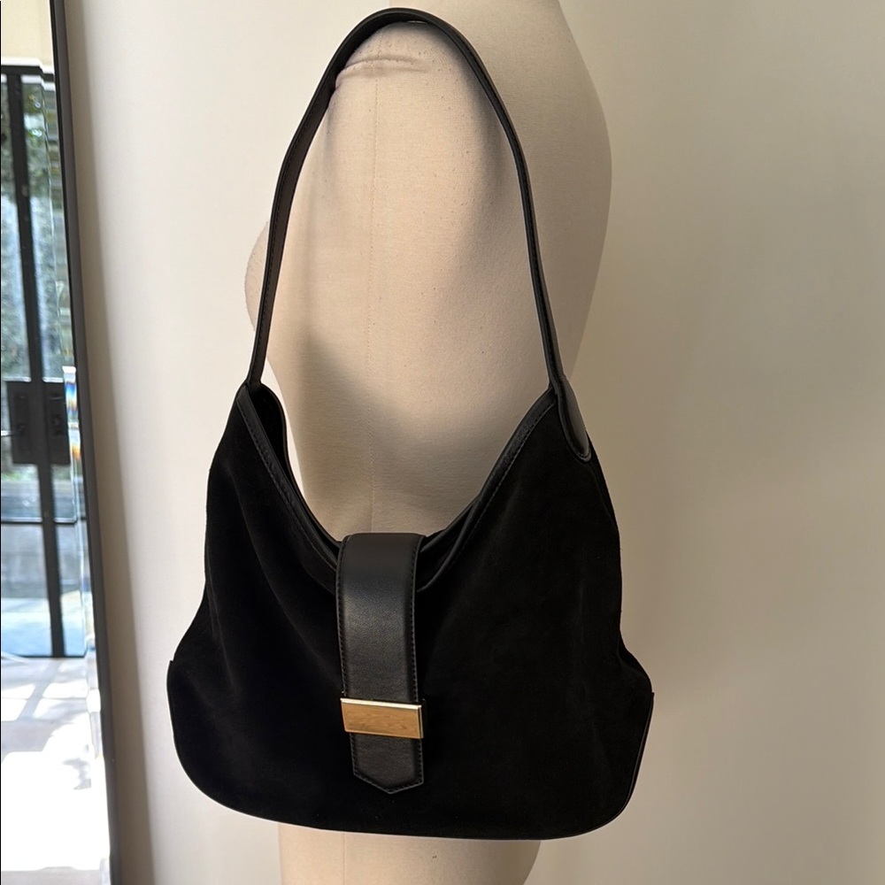 J Crew classic Suede Shoulder slouch Bag with Gold Accent